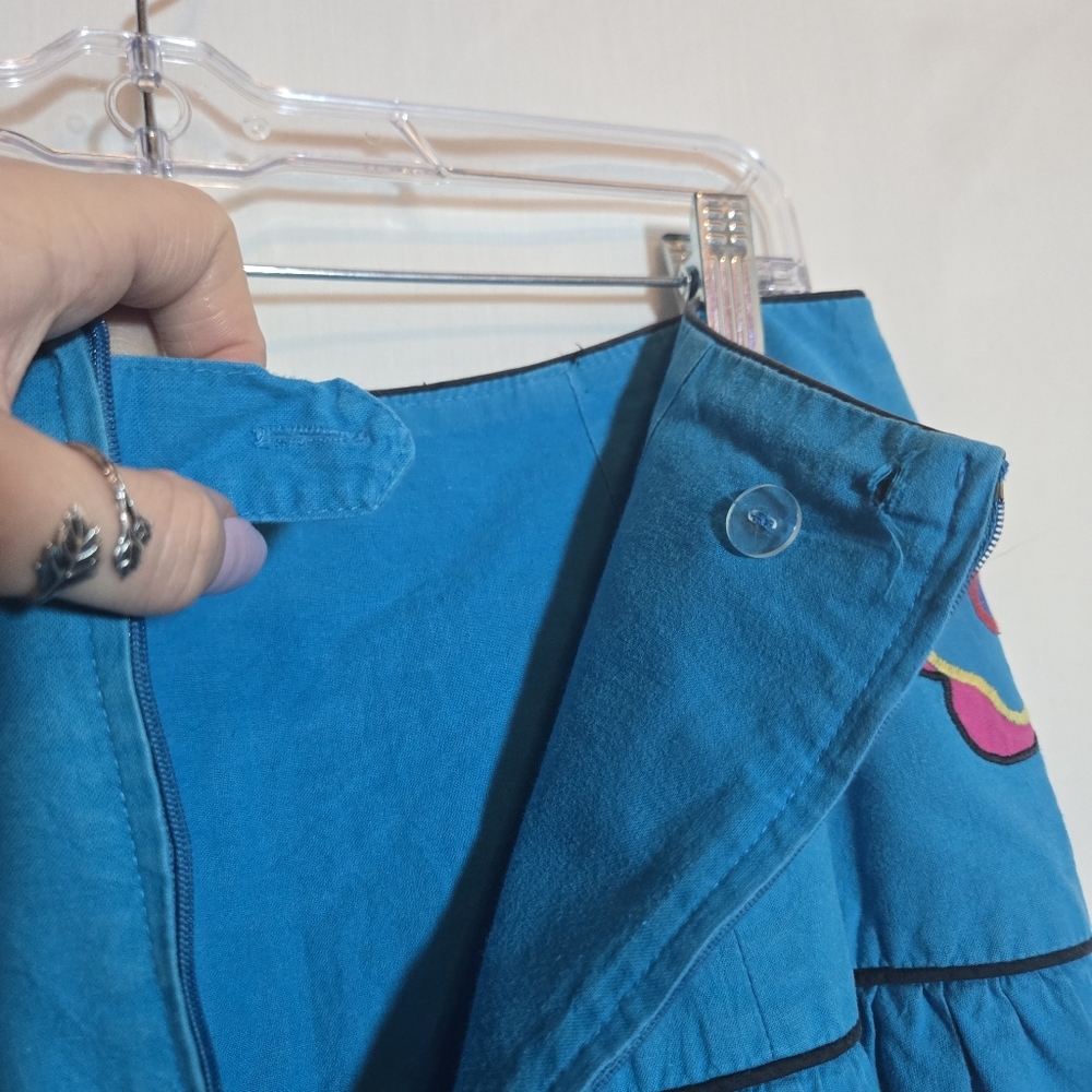 Vtg‎ Sharon Young Embroidered Cotton A Line Midi Skirt Southwestern Country 10 - Picture 4 of 12